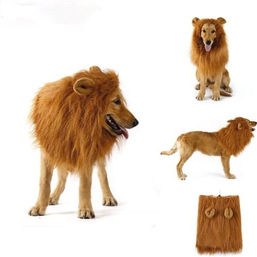 Cute Pet Cosplay Clothes Transfiguration Costume Lion Mane Winter Warm Wig Large Dog Party Decoration With Ear Pet Accessories