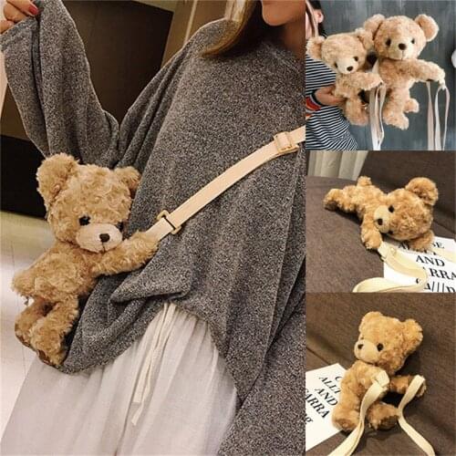 Cute Kawaii Girls Smile Bear Animal Shoulder Bag Soft Plush Doll Lolita Handbag