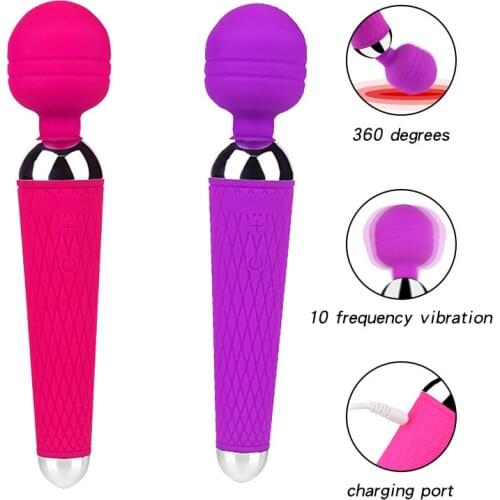 Powerful Oral Clit Vibrators USB Charge Av Magic Wand Vibrator Anal Massager Adult Sex Toys For Women Safe Silicone Sex Product