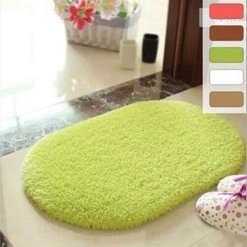 Soft Absorbent Plush Sponge Bedroom Bath Bathroom Shower Floor Door Mat Rug Non-slip Oval Carpet