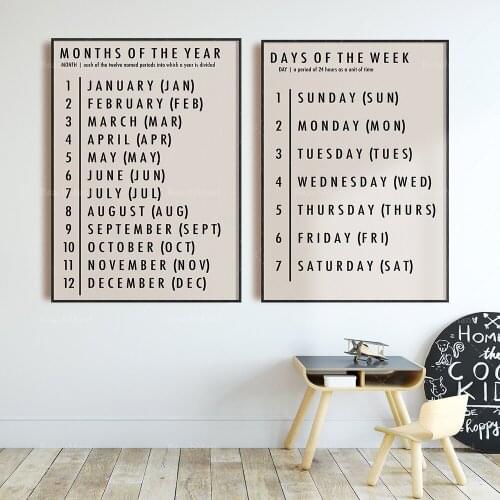 Months of the Year and Days of the Week Set of 2 Editions | Home School Resources | Home School Decoration | Class Poster