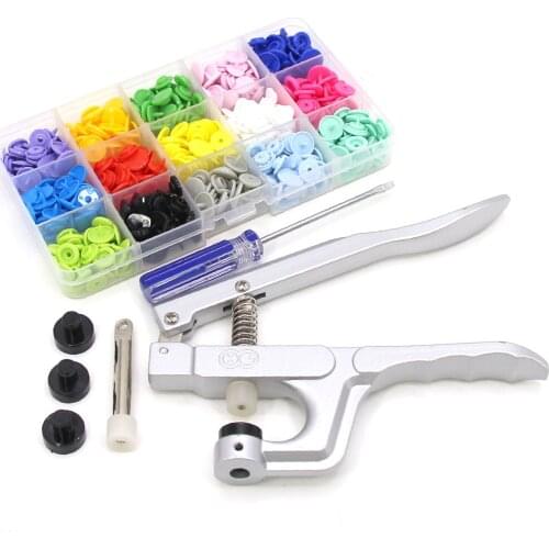 150Sets Snap Button T3/T5 KAM Plastic Buttons U Shape Fastener Snap Hand Plier Press Machine Sewing Tool Press Stud For Children