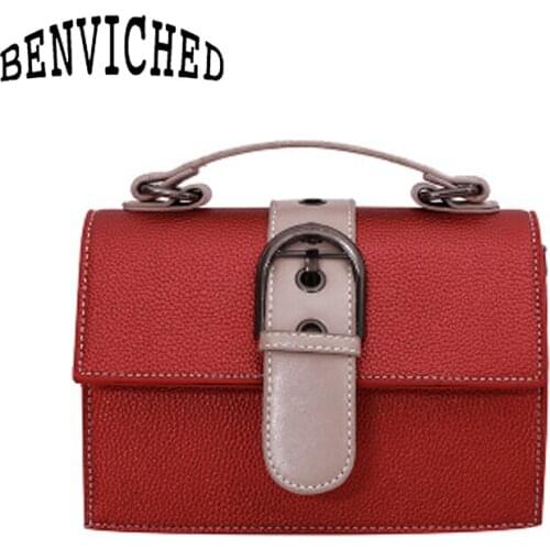 BENVICHED 2021 new pu color bump pack Korean version snake pattern womens bag tide horse hoof buckle shoulder span c013