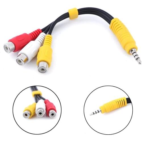 New 3.5mm Aux Male Stereo to 3 RCA Female Audio Video AV Adapter Cable for High-Performance Video and Audio Playback