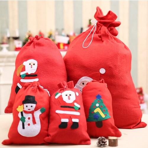Christmas Gift Bags Santa Claus Xmas Gift Bags Large Fabric Kids Toy Storage Bag Travel Drawstring Bag Home Decorations
