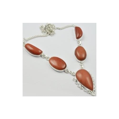 Sun Stone Necklace Silver Overlay over Copper , 48 cm, N2259