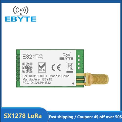 SX1278 LoRa 433MHz UART IoT uhf Long Range Wireless Transceiver Transmitter Receiver EBYTE E32-433T30D Module 1W SMA Antenna
