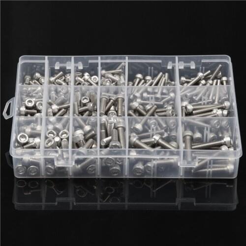 300PCS Stainless Steel Hex Column Hexagon Screws M4 M5 M6 Bolt Nut Kits Assortment With Plastic Case