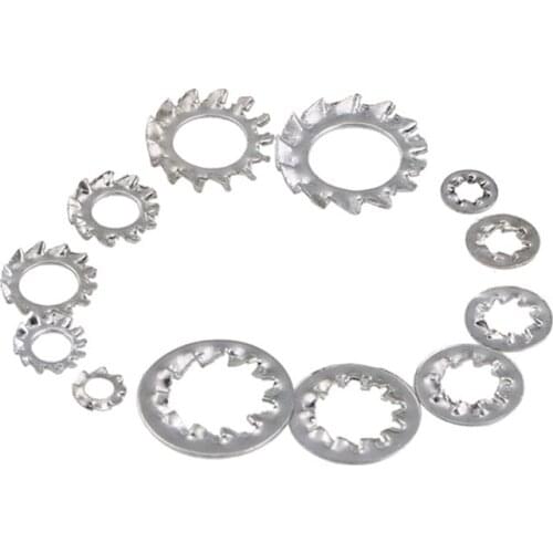 20/50/100pcs M3 M4 M5 M6 M8 M10 External Internal Lock Washers Shakeproof Serrated Lock Washer Toothed