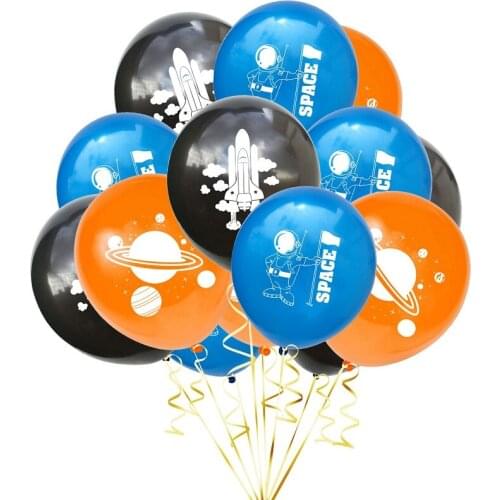 Outer Space Cosmic Earth Rocket Confetti Balloons Happy Birthday Balloon Kids Baby Shower Air Balloons Decor Supplies