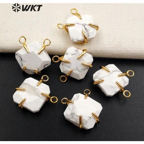 WT-P1335 New arrived !fashion white stone mini pendant wholesale 10pcs prong setting white stone pendant for necklace making