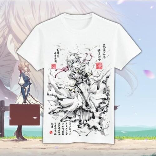 Japanese Anime Violet Evergarden Cosplay T Shirt Cartoon Violet Evergarden Printed Summer T-Shirt Casual TopTee tshirt Costume