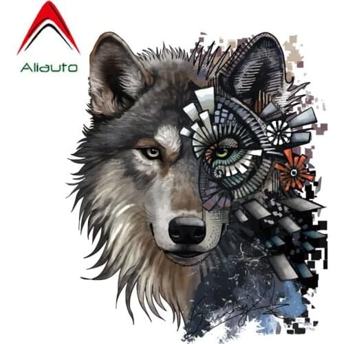 Aliauto Funny Mechanical Wolf Head Decal PVC Automobile Motorcycle Car Sticker Waterproof Reflective Creative Decal,15cm*13cm