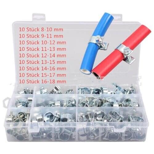 90pcs 304 Stainless Steel Mini Hose Clamp Small Fixing Pipe Clamps Marine Stainless Tube Clamp Fittings Fuel Line Clips Klemmen