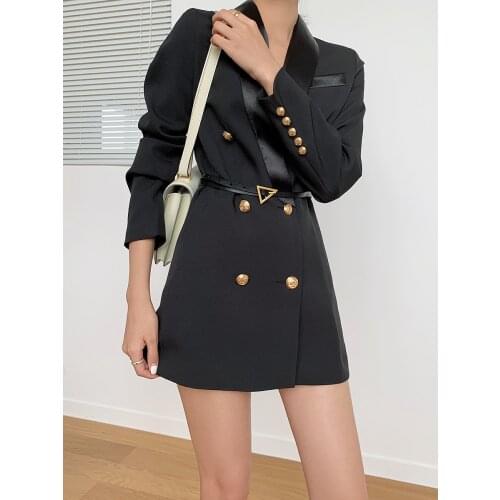 Suit Jacket For Women Luxury Black Double Breasted Slim Blazer Outwear Spring Autumn High Street Office Wear Vintage Suit Top