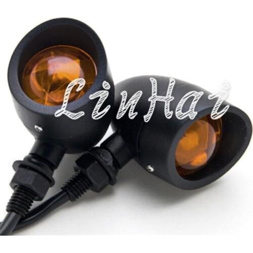 1Pair High Quality Aluminum Universal Motorcycle Black Turn Signals Blinker Amber light Lens Pack Fit For Harley Honda Yamaha