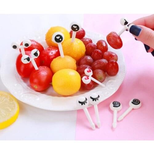 10 Pcs/Set Mini Eye Fruit Fork Plastic Reusable Fruit Fork Decorative Sticks Kids Lunch Bento Box Accessories Home Tableware