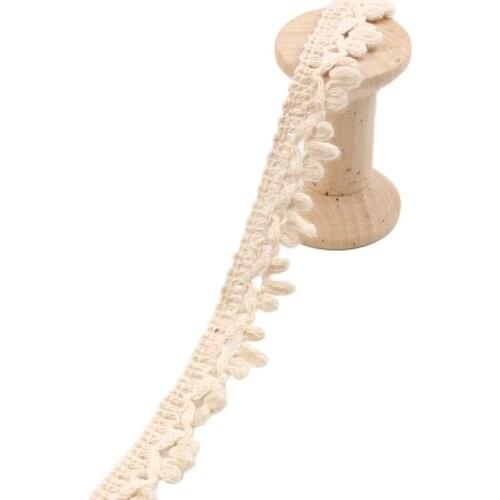 10yards 15mm 100% Cotton Lace Trims Beige Cotton Ribbon DIY Handmade Material Garments Accessories