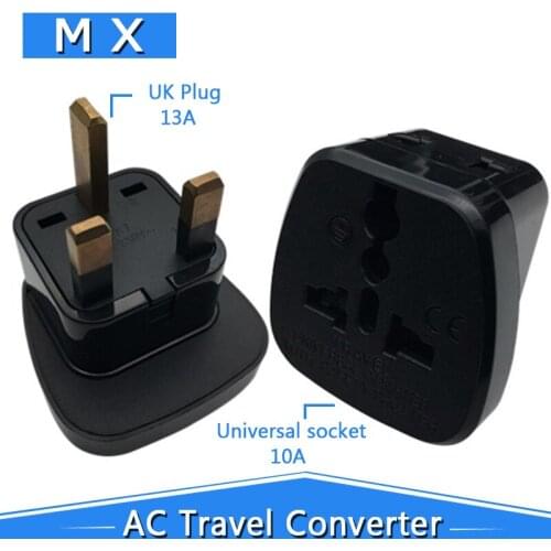13A 250V British 1 Turn-2 Travel Adapter, Universal Plug Converter for UK, Hong Kong, Singapore, Malaysia