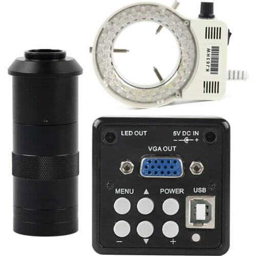 2 in 1 Industry Cmos CCD USB VGA Electronic Digital Microscope Camera +100X C-Mount Lens+56 LED Lights