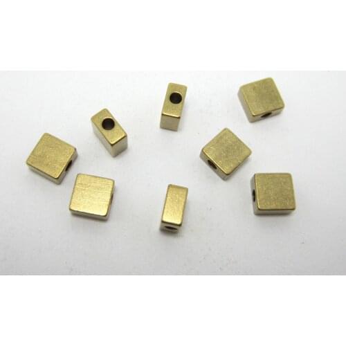 Brass square beads 6x6x3mm Raw brass spacer beads Bracelet necklace components -20pcs R1161