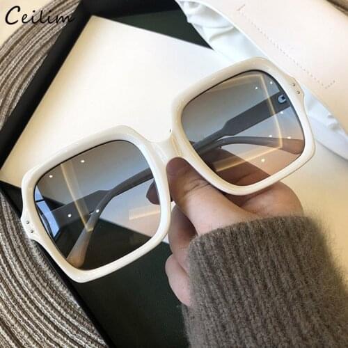 2021 New Fashion White Square Sunglasses Women Luxury Brand Designer Clear Gradient Shades for Female Retro Sun Glasses UV400