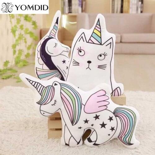 50/70cm rainbow pillow Unicorn cat Seahorse colorful lovely room decoration comfort baby sleeping cartoon seat printed cushion
