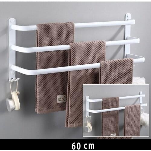 60cm White Towel Hanger Wall Mounted Towel Rack Bathroom Space Aluminum Fashion Towel Bar Rail Matte White Towel Holder
