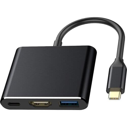 USB C to HDMI-Compatible 4K Adapter, 3 in 1 USB C Hub with 4K HDMI-Compatible Output , USB Adapter Hub with USB 3.0 Port