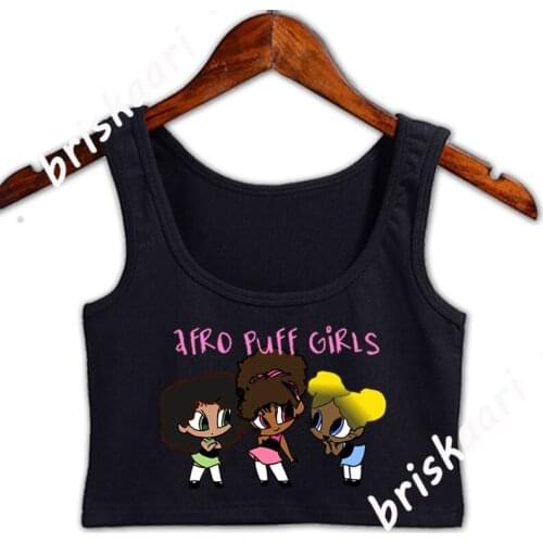 Afro Puff Girl Crop Top Women Novelty Gift Funny Casual Tank Top Trend Summer S-2xl Graphic Vest