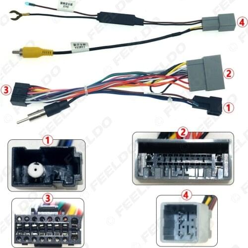 FEELDO Car 16pin Audio Wiring Harness For Honda Crider Jazz Aftermarket Stereo Installation Power Wire Adapter