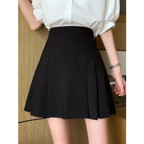 Black Was Thin High Waist A-line Skirt Female 2021 New Casual Autumn Pleated Skirt Skirt Student Ins Wind