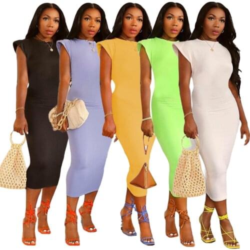 Chiclover Party Dress for Women Evening Wholesale Items Sleeveless Bodycon Dress Shoulder Pads Sexy Prom Dresses Dropshipping