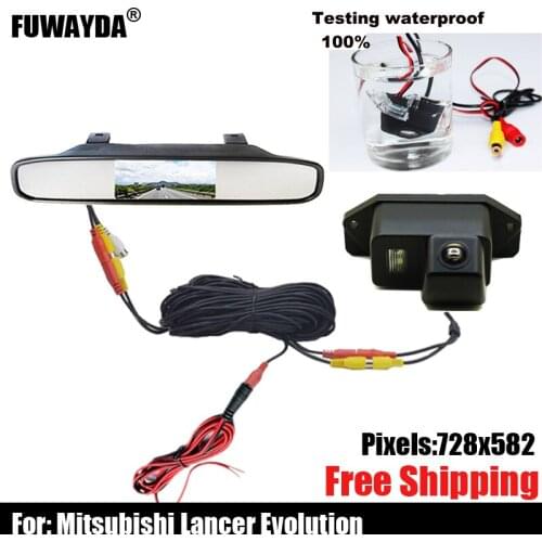 Color CCD Car Rear View Camera for Mitsubishi Lancer Evolution,with 4.3 Inch Rear view Mirror Monitor