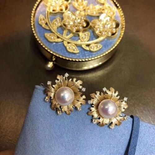 D1005 Pearl Earrings Fine Jewelry Round 6-7mm Nature Sea Water Akoya Pearls Stud Earrings for Women