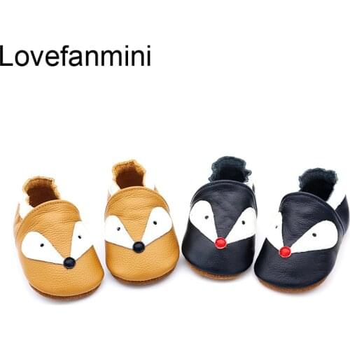 Baby Shoes Soft Genuine cow Leather Baby Boys Girls Infant toddler Moccasins Shoes Slippers First Walkers Non-slip fox 103