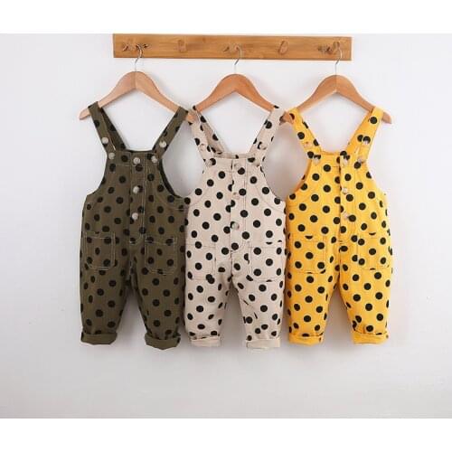 Spring New Arrival Kids Overalls Fashion Korean Casual Dot Trousers for Boys Toddler Girls Jumpsuit 2020 Baby Child Jumpsuits