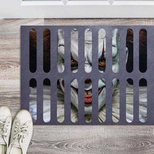 Halloween Clown Door Mat Clown Floor Carpet Horror Welcome Door Mat for Halloween Front Door Decor