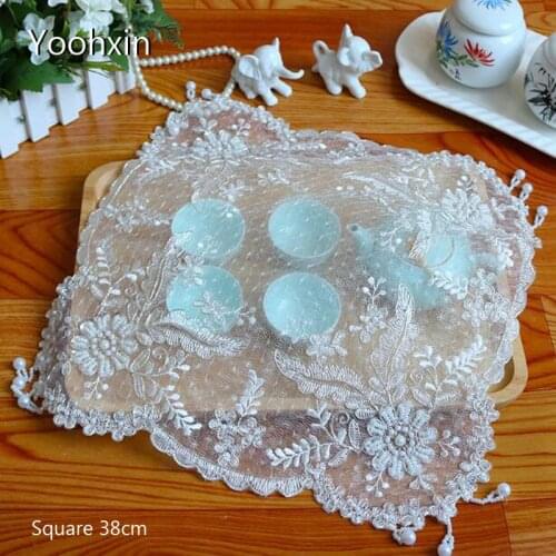 Europe lace beads embroidery table place mat cloth pad cup coaster placemat tea doily kitchen tableware Christmas wedding decor