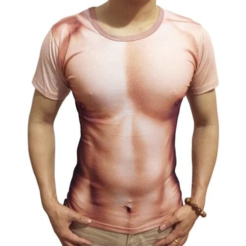 Men T shirt Fitness 3D Muscle Pattern T-shirt Sexy Compression O Neck Gym Casual Tops Tees Personalized Comfortable Plus Size
