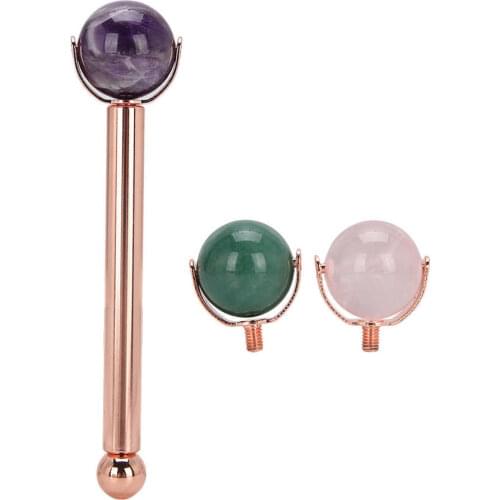 Jades Round Head Face Massager Roller Skin Tightening Lifting Anti-Wrinkle Relieve Eye Fatigue Press Acupuncture Points Roller