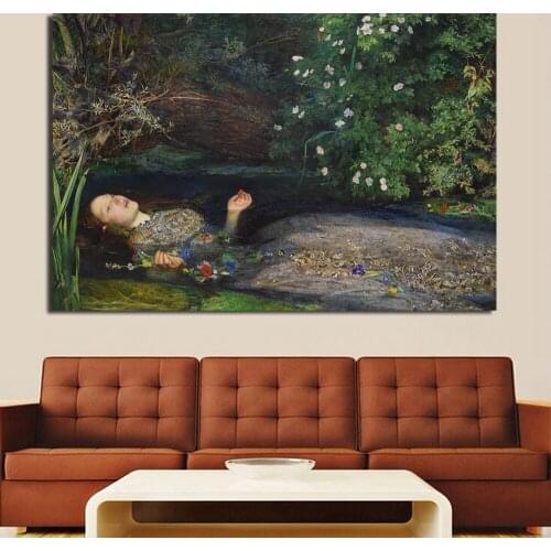 JQHYART John Everett Millais Depicting the scene of Hamlett Leo Philias drowning Wall Pictures For Living Room Home Decor