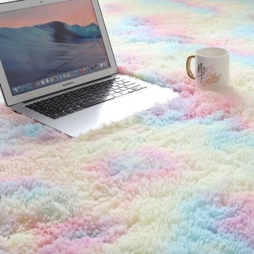 Tie-dye Carpet Printed Alfombra Plush Floor Fluffy Mats Kids Room Faux Fur Area Rug Living Room Mats Silky Rugs New