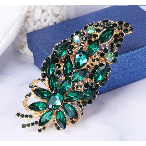 LUBOV Multi-color Vintage Rhinestone Flower Brooches For Women Coat Suit Brooch Pin Elegant Accessories High Quality 2021 New
