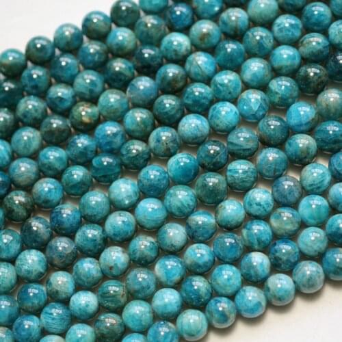 Meihan Free shipping (2 strands/set) natural Cost-effective 8mm blue apatite smooth round loose beads for jewelry making