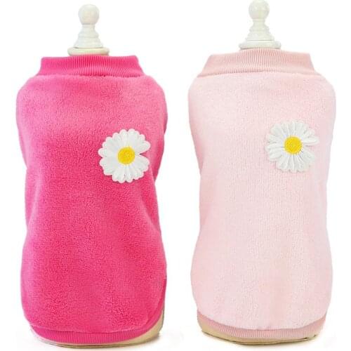 Cute Puppy Outfit Winter Dog Clothes Warm Fleece Chihuahua Pet Clothing For Small Medium Dogs Coat Chihuahua Pet Clothes Flower