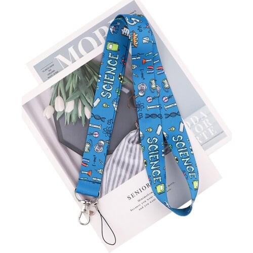 MD908 DMLSKY Cartoon Science Lanyard For Keys Phone Strap Anime Lanyard Neck Strap Keychain Lanyards ID Badge Holder For Teacher