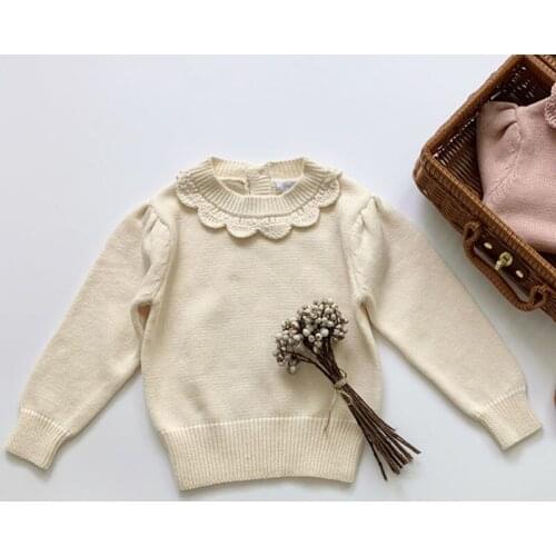 New 2020 Kids Girls Long Sleeve Knit Lace Sweater 1-7Yrs Children Autumn Winter Baby Kids Girls Pullover Sweaters