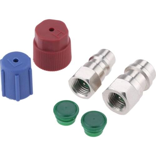 R12 R22 to R134A High/Low Fitting Port Retrofit 1/4’’ to 7/16"-20 UNF Conversion Adapter Fits for AC Air Conditioner Refrigerant