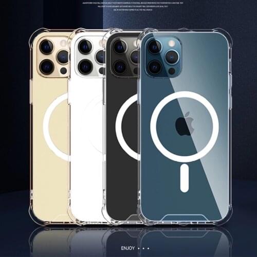 Clear Bumper Hard Acrylic Case For iPhone 12 Pro Max Mini For iPhone MagSafe Wireless Recharge Transparent Back Cover For iPhone